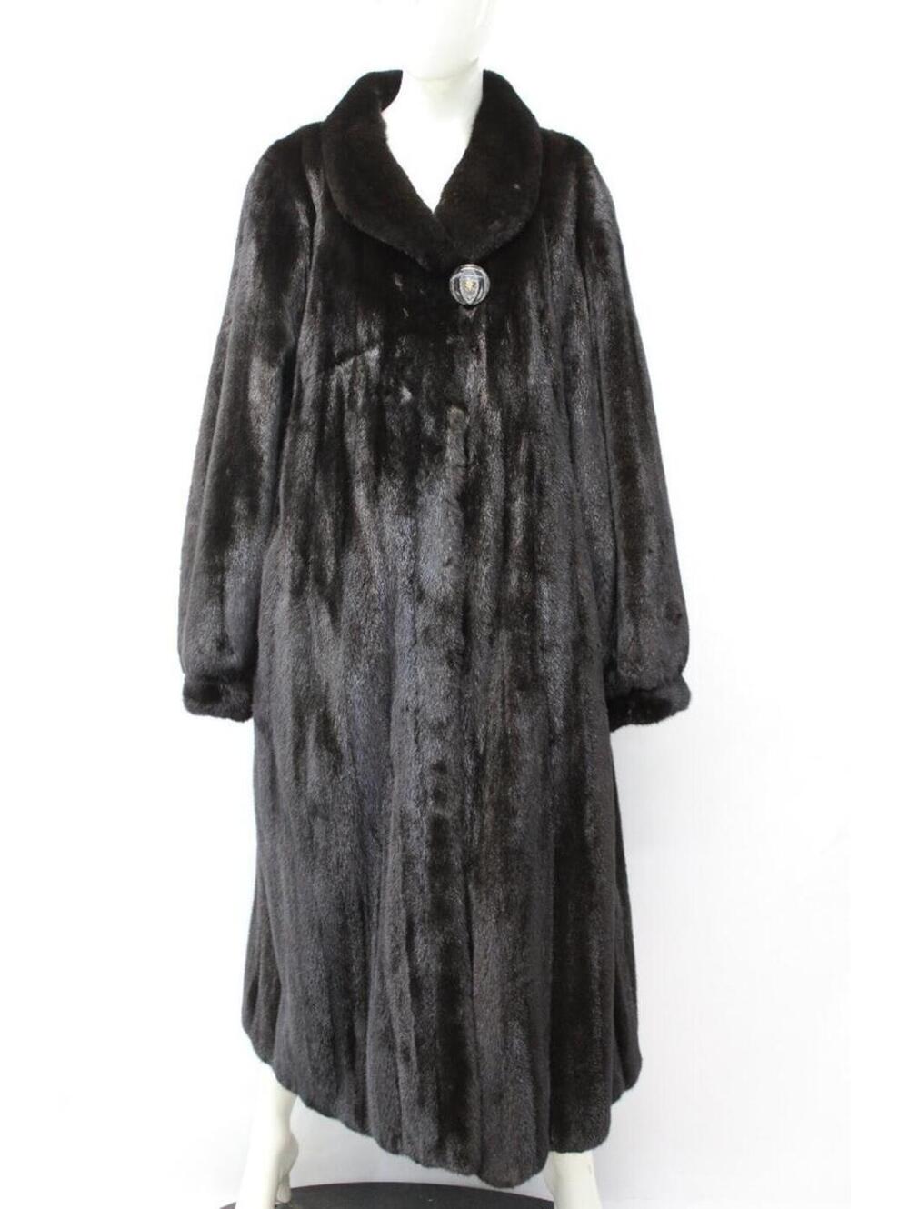 Excellent Canadian Dark Ranch Female Mink Fur Coat Jacket Women Woman Size 16